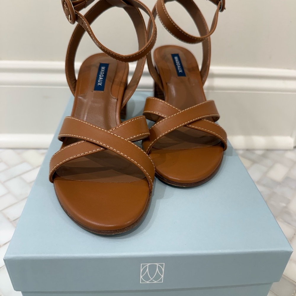 Margaux NY The City Sandal Nappa Saddle US size 8 M EU 38 Excellent condition! - Picture 3 of 7
